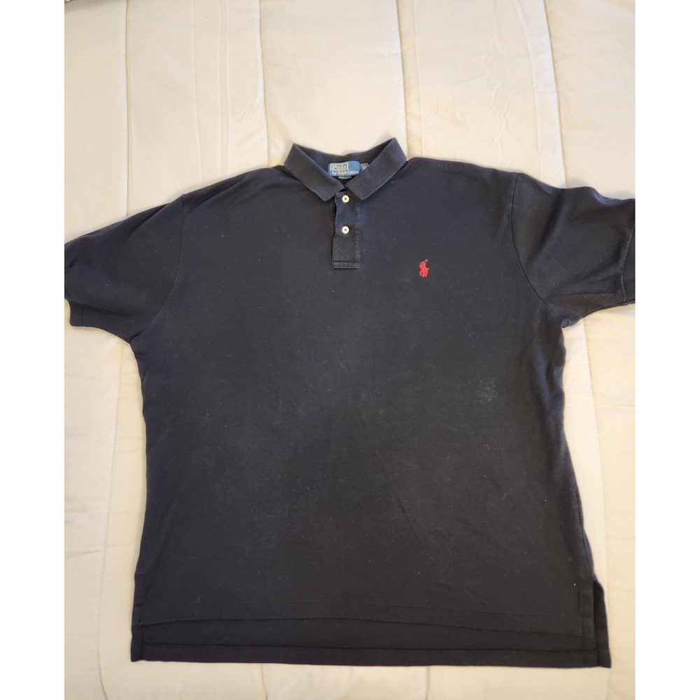Polo Ralph Lauren Mens XL Navy Blue Short Sleeve Cotton Mesh Polo Shirt Red Pony